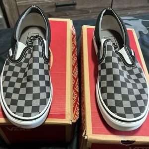 Vans Classic Black and Gray Checkerboard Slip-On Sneakers